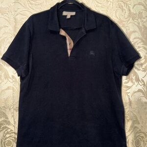Burberry Navy Polo Shirt with Tan Accents